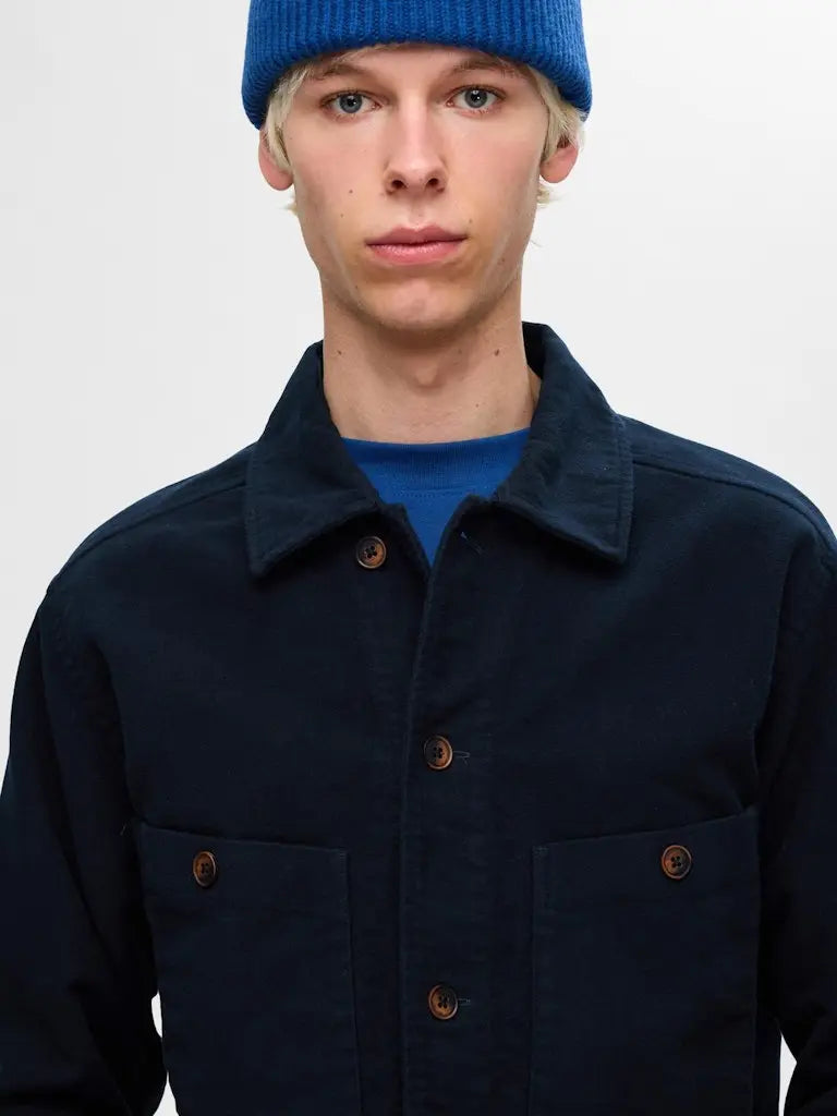 Bent Moleskin Overshirt - Sky Captain Selected Homme