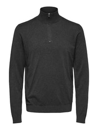 Berg Genser Half Zip - Antracit Melange Selected Homme