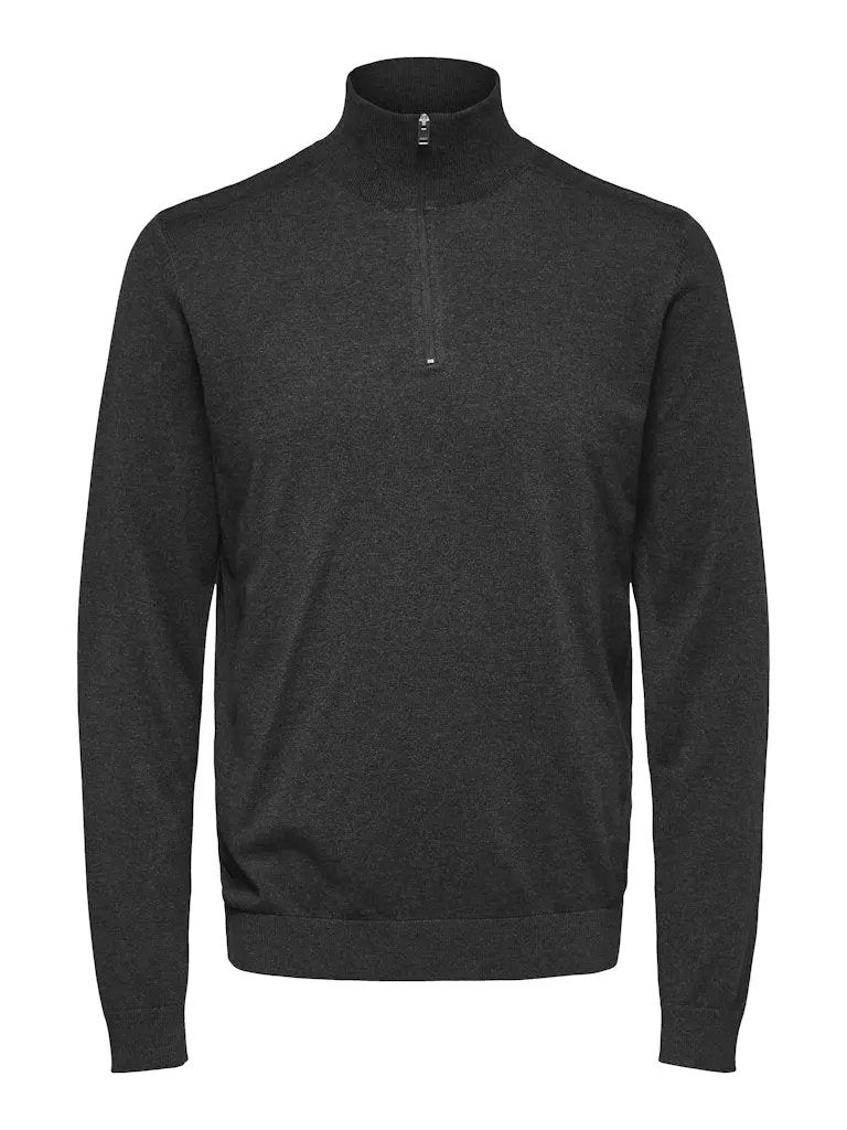 Berg Genser Half Zip - Antracit Melange Selected Homme
