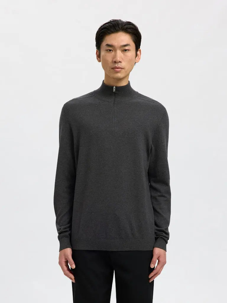 Berg Genser Half Zip - Antracit Melange Selected Homme