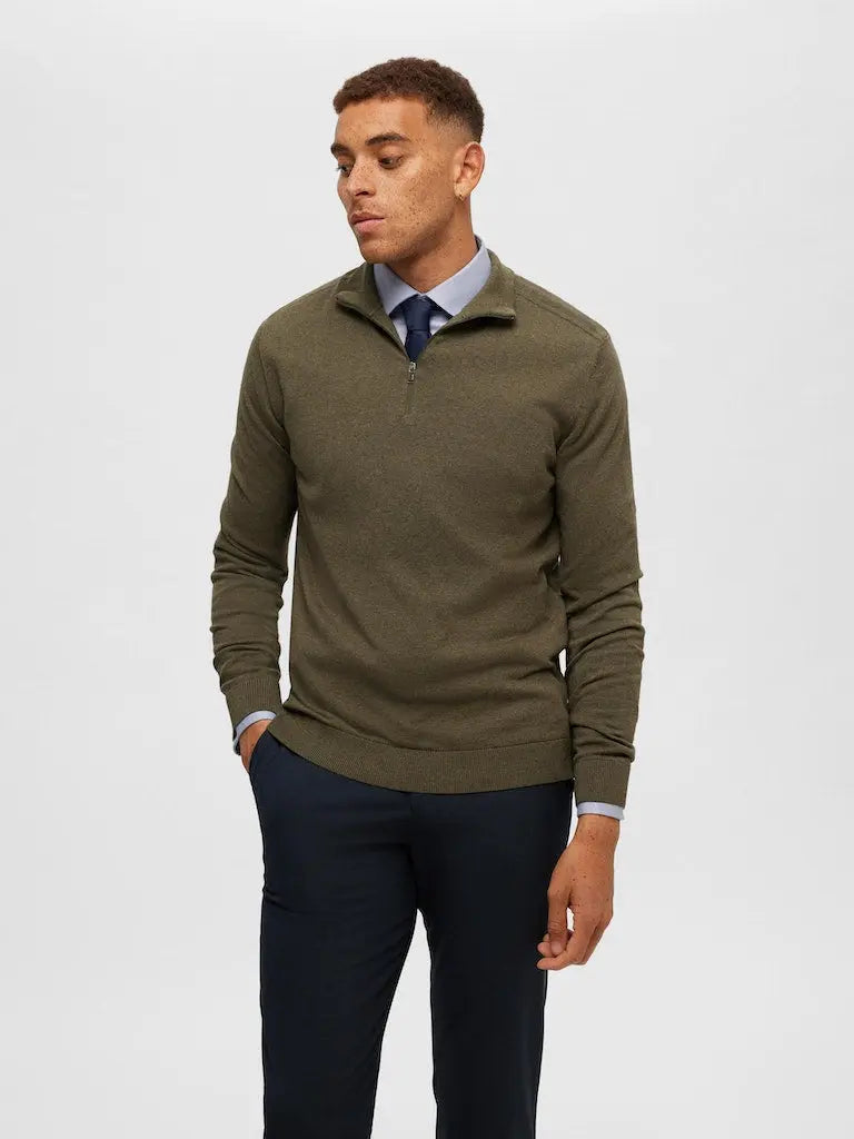 Berg Genser Half Zip - Ivy Green Selected Homme