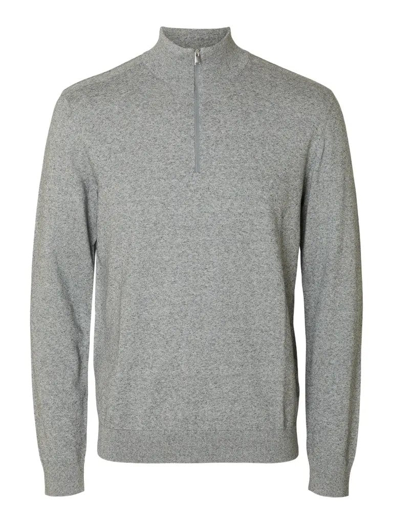 Berg Genser Half Zip - Light Grey Melange Selected Homme
