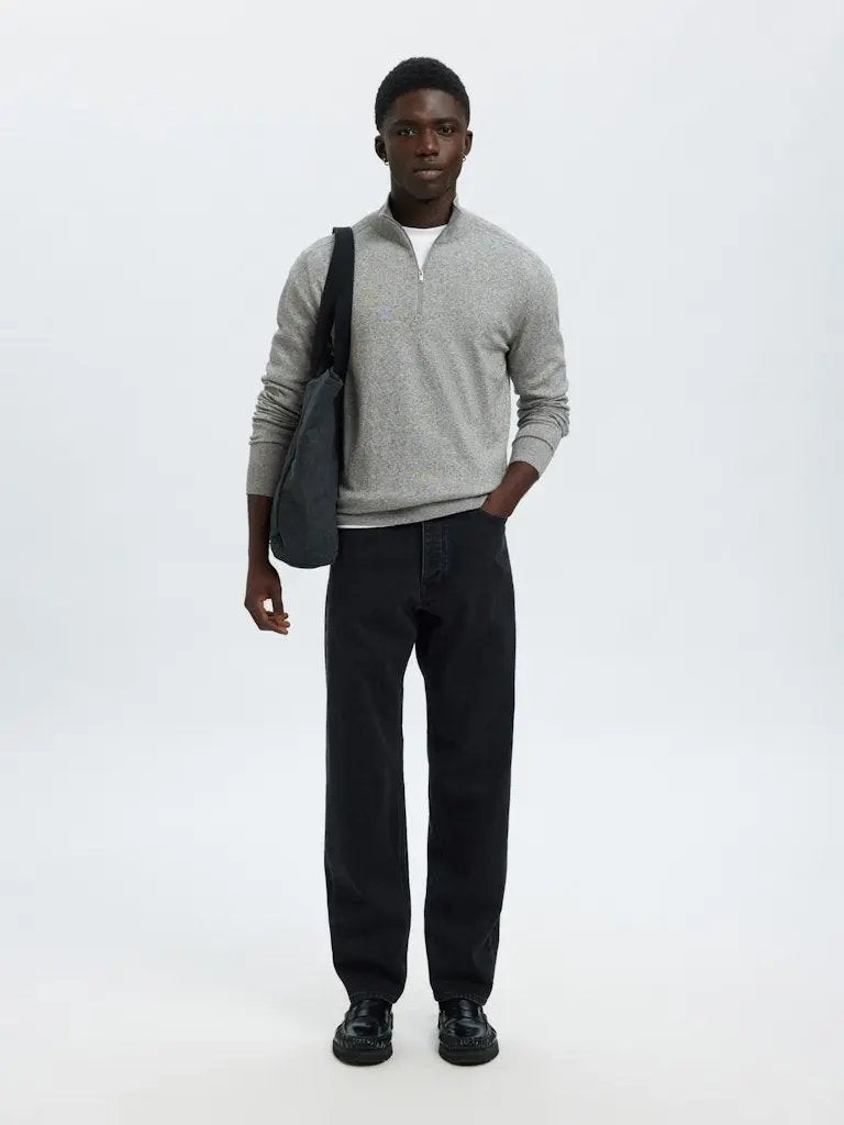 Berg Genser Half Zip - Light Grey Melange Selected Homme
