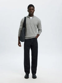Berg Genser Half Zip - Light Grey Melange Selected Homme