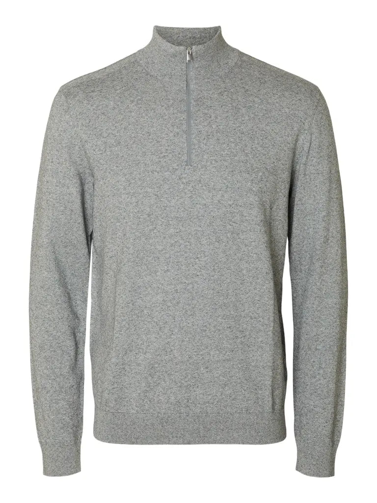 Berg Genser Half Zip - Medium Grey Melange Selected Homme
