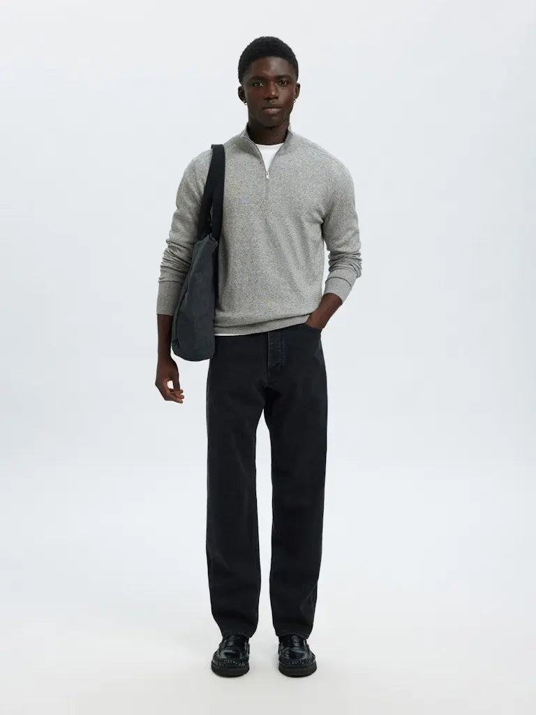 Berg Genser Half Zip - Medium Grey Melange Selected Homme