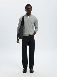 Berg Genser Half Zip - Medium Grey Melange Selected Homme