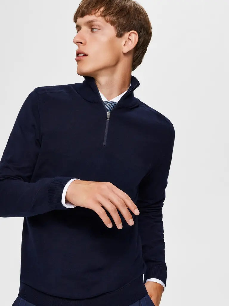 Berg Genser Half Zip - Navy Blazer Selected Homme