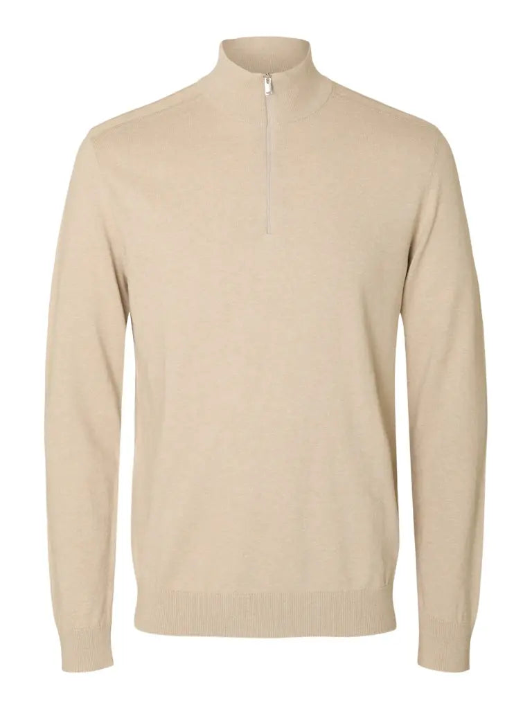 Berg Genser Half Zip - Oatmeal Selected Homme