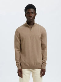 Berg Genser Half Zip - Savannah Tan Melange Selected Homme