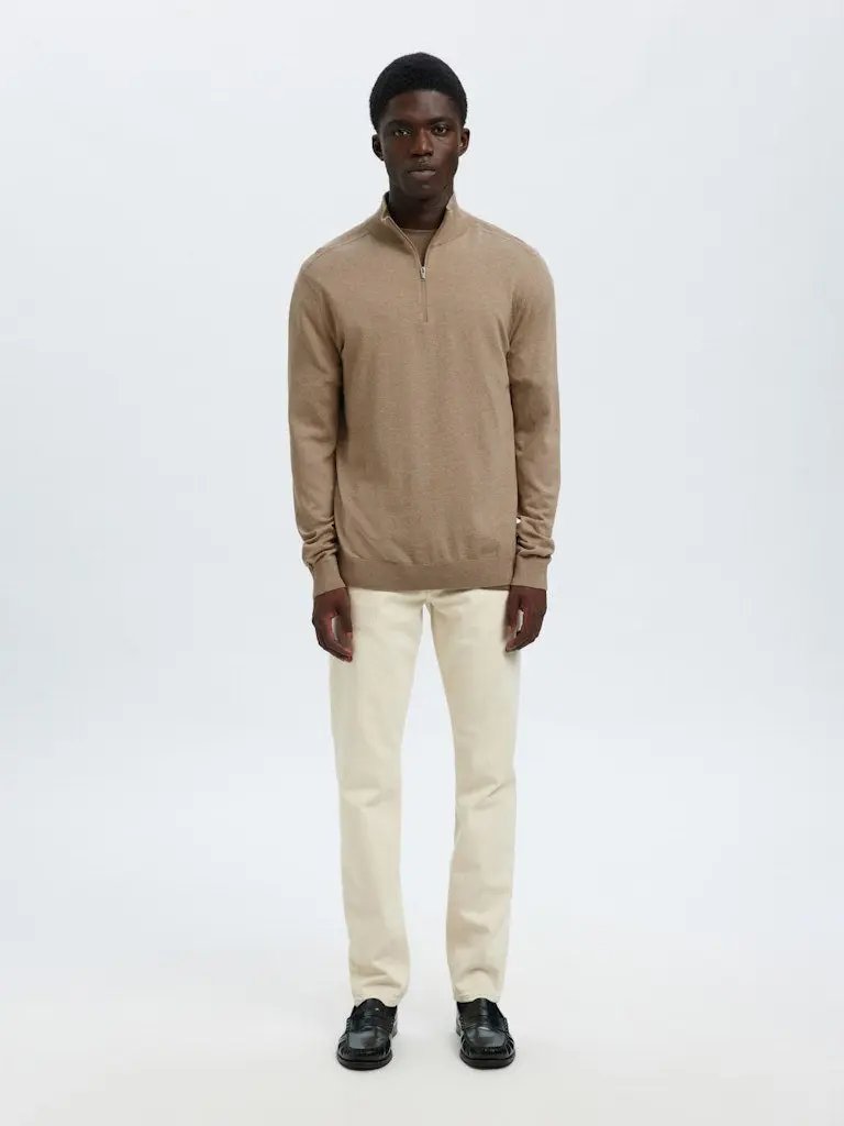 Berg Genser Half Zip - Savannah Tan Melange Selected Homme