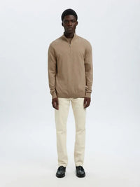 Berg Genser Half Zip - Savannah Tan Melange Selected Homme