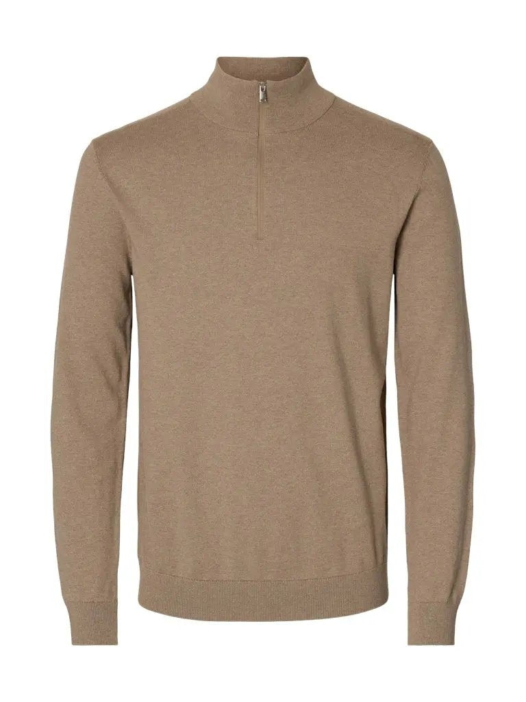 Berg Genser Half Zip - Savannah Tan Melange Selected Homme