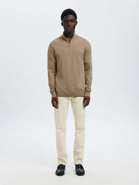 Berg Genser Half Zip - Savannah Tan Melange Selected Homme