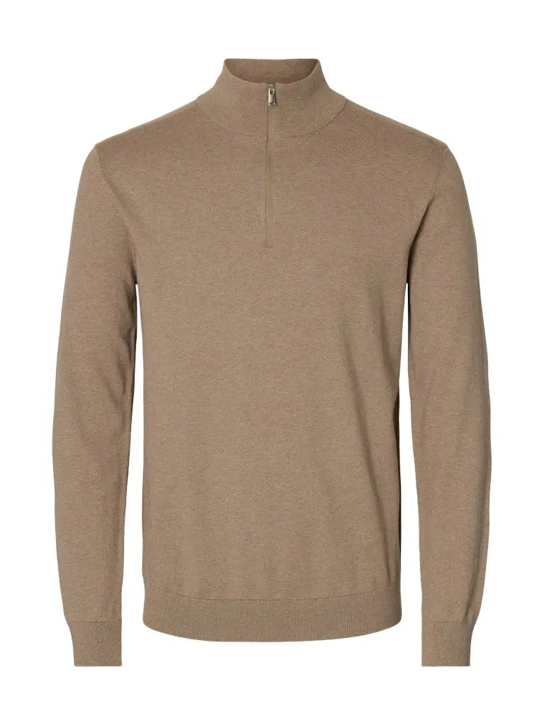 Berg Genser Half Zip - Savannah Tan Melange Selected Homme