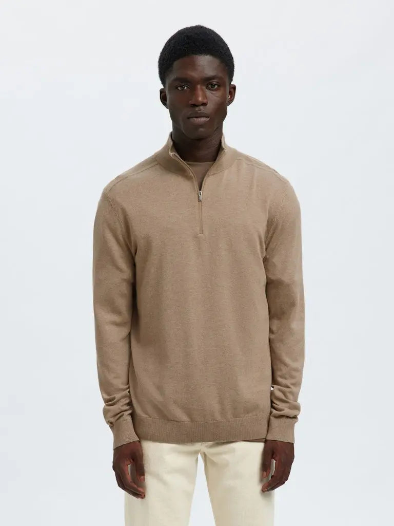 Berg Genser Half Zip - Savannah Tan Melange Selected Homme