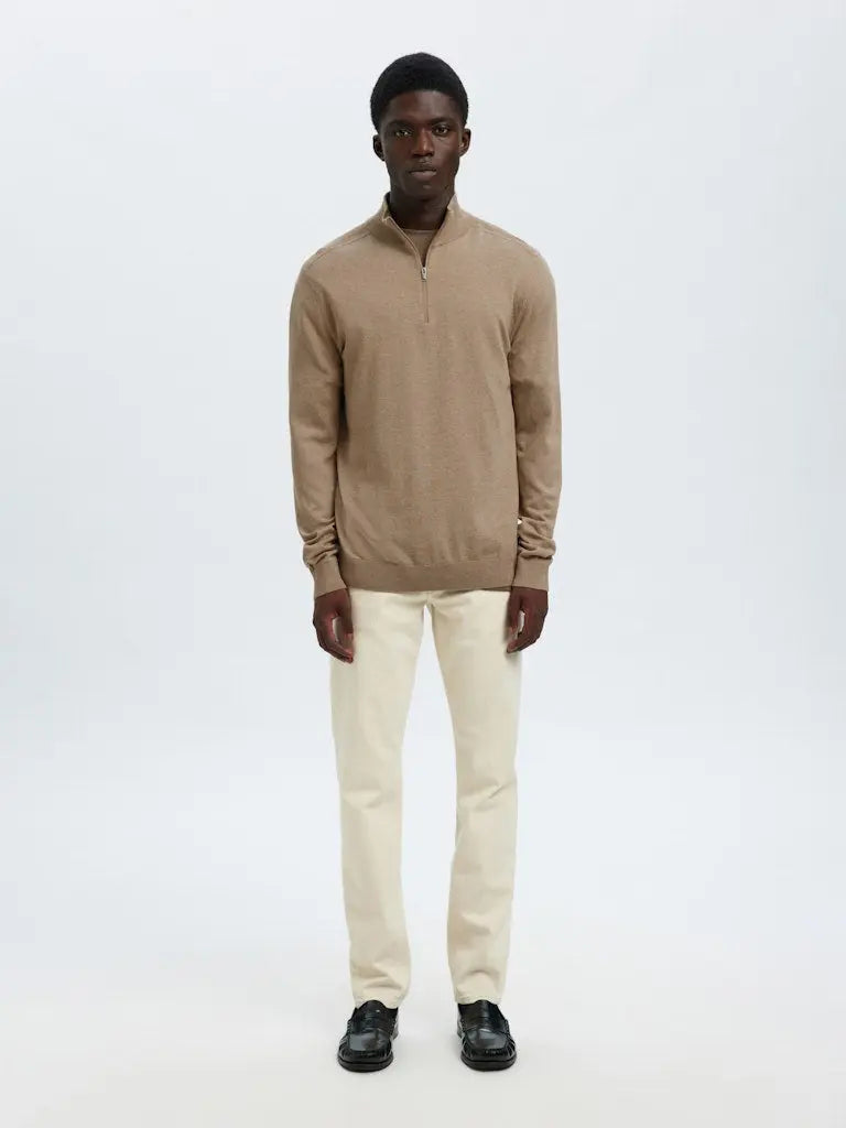 Berg Genser Half Zip - Savannah Tan Melange Selected Homme