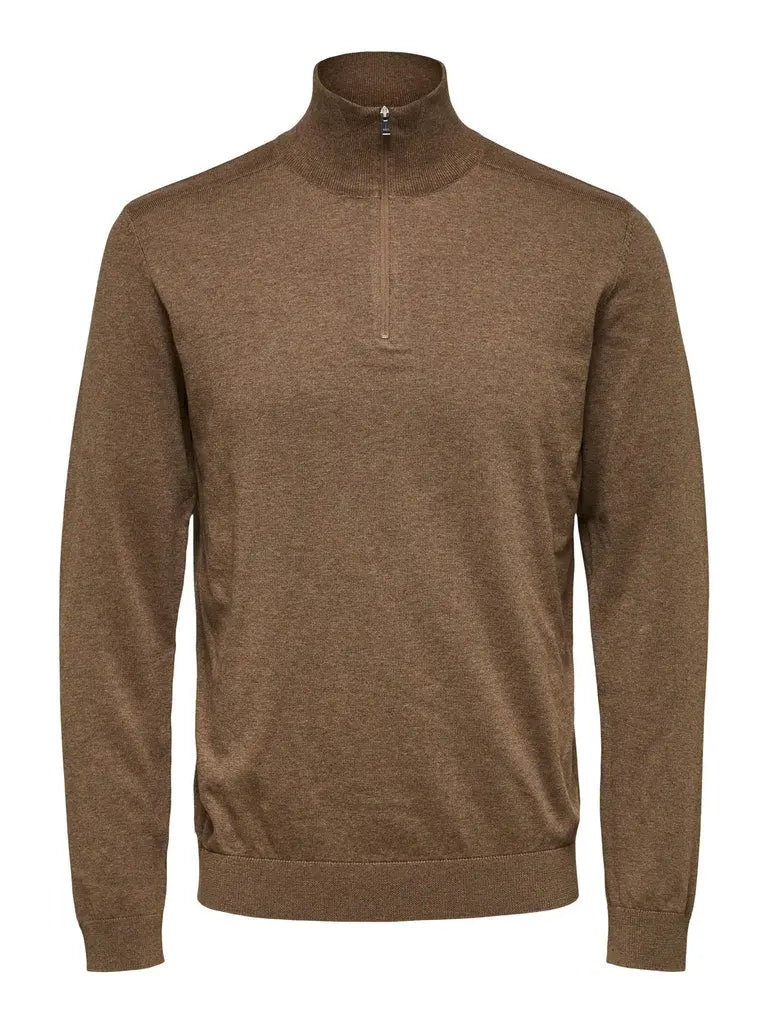 Berg Genser Half Zip - Teak Selected Homme