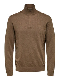 Berg Genser Half Zip - Teak Selected Homme