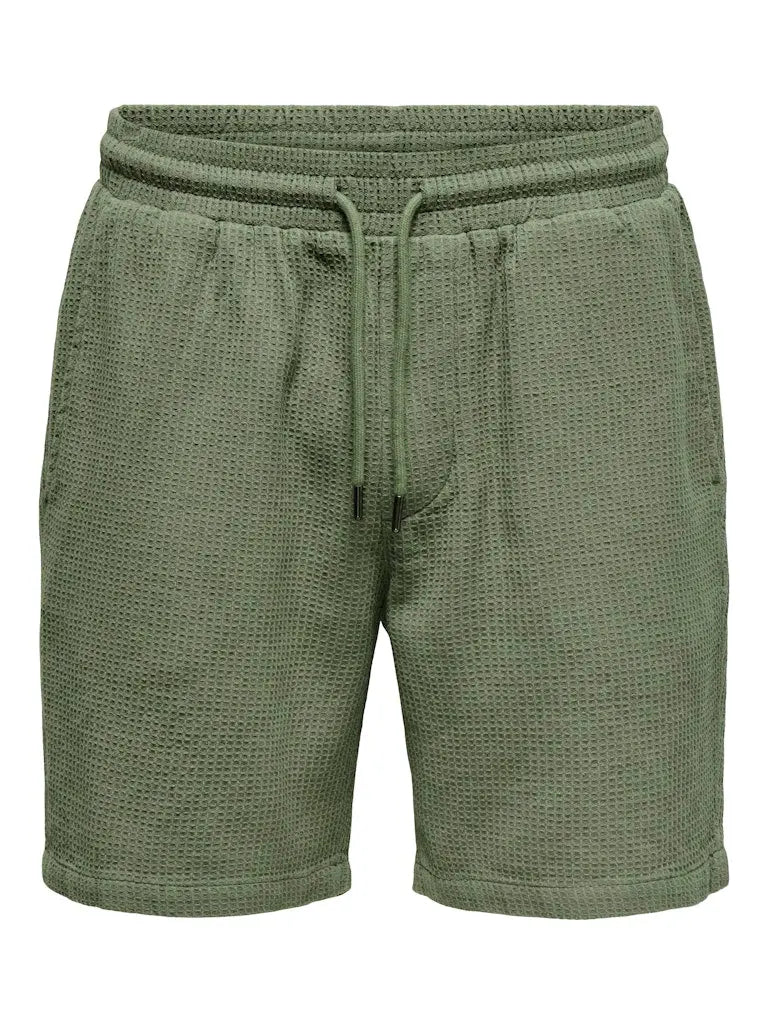 Bertil Waffle Shorts - Deep Lichen Green Only & Sons