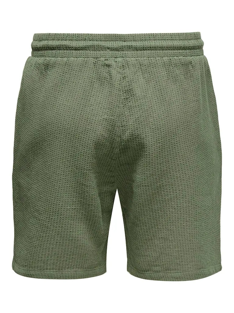 Bertil Waffle Shorts - Deep Lichen Green Only & Sons