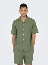 Bertil Waffle Skjorte - Deep Lichen Green Only & Sons