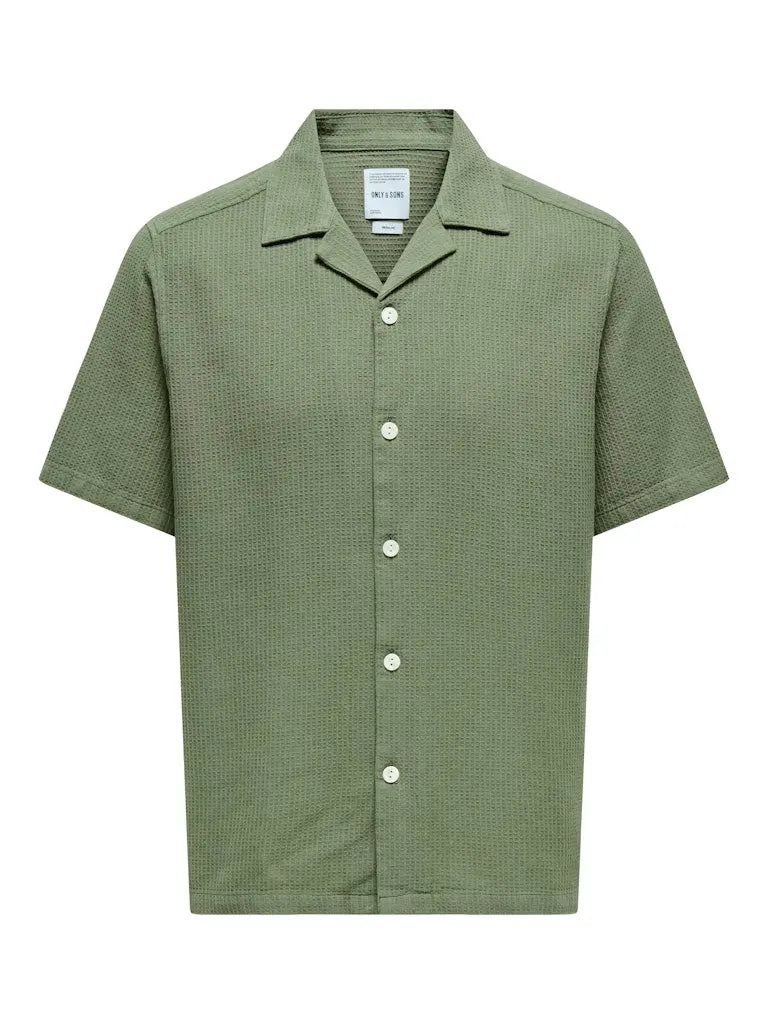 Bertil Waffle Skjorte - Deep Lichen Green Only & Sons