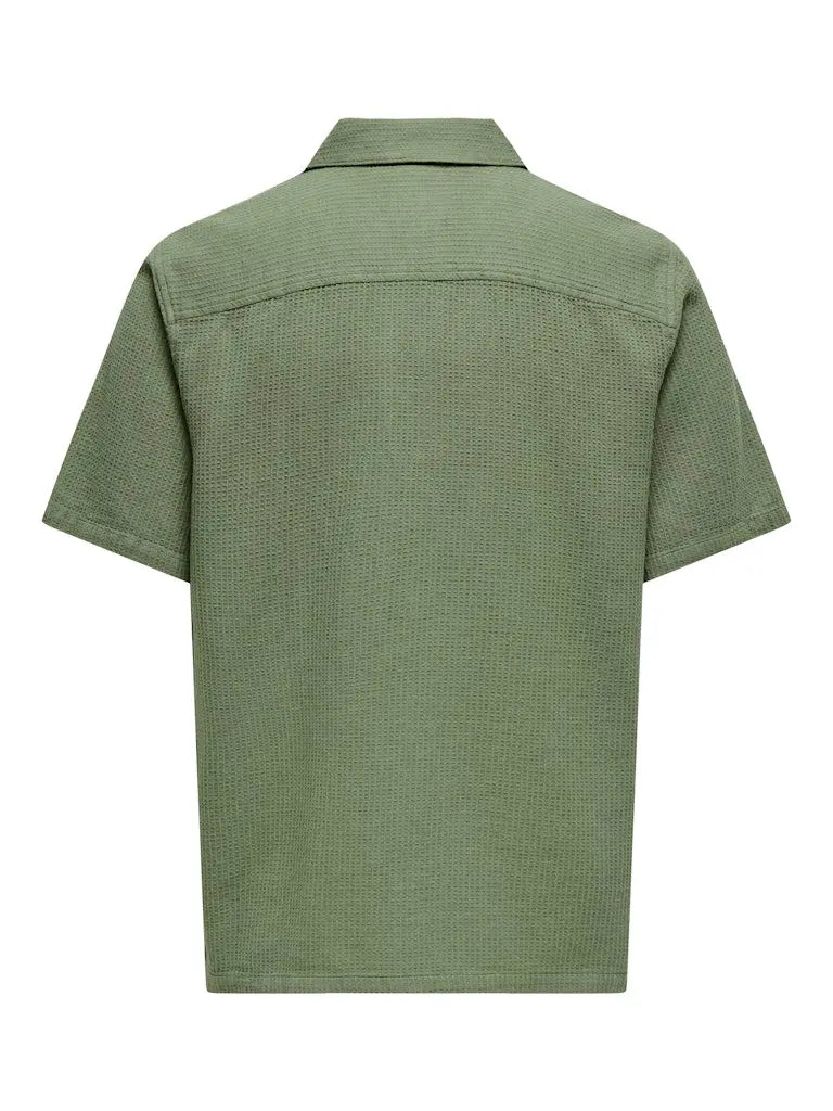 Bertil Waffle Skjorte - Deep Lichen Green Only & Sons