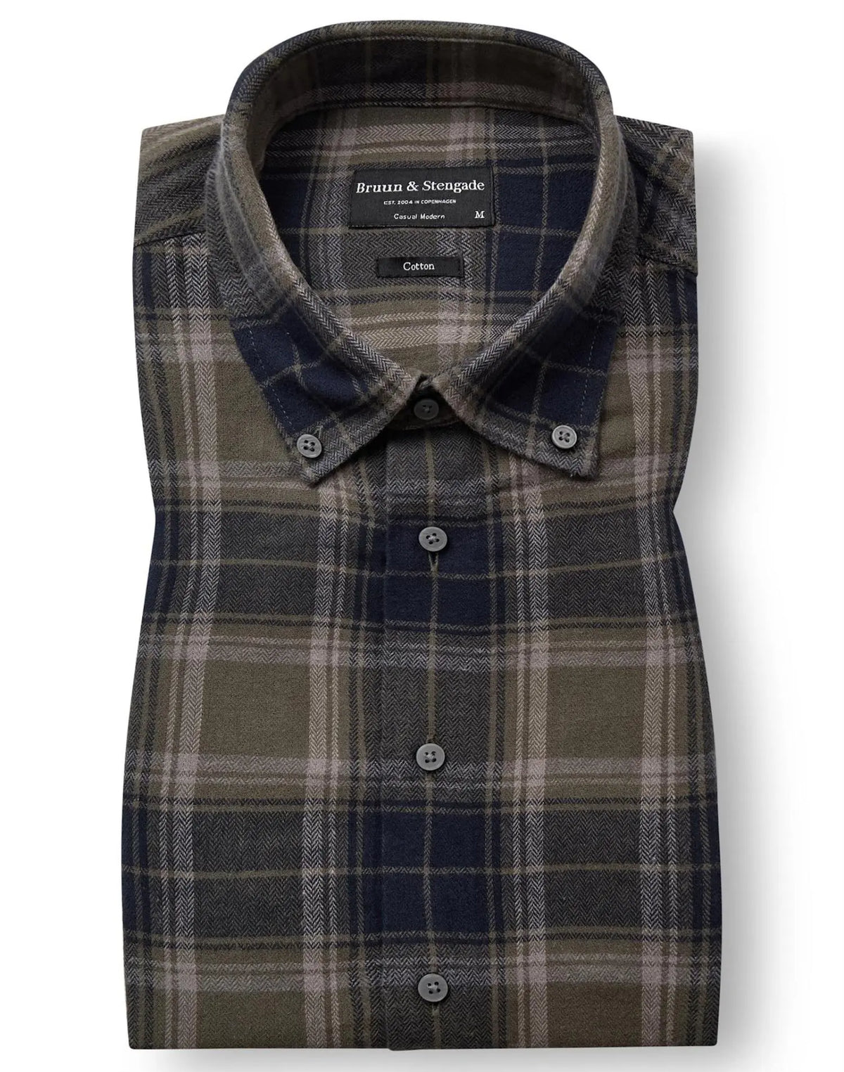 Bolkiah Flanellskjorte - Navy/Green Rutet Bruun & Stengade
