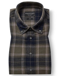 Bolkiah Flanellskjorte - Navy/Green Rutet Bruun & Stengade