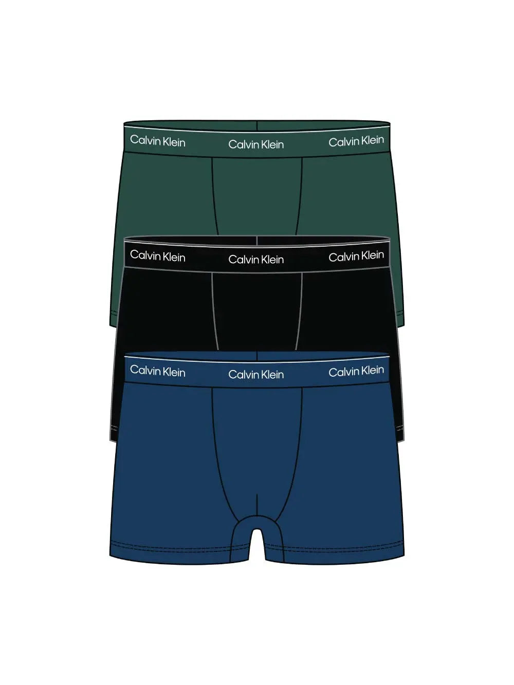 Boxer Relaxed fit Trunk 3-pack - Green/Black/Blue Calvin Klein