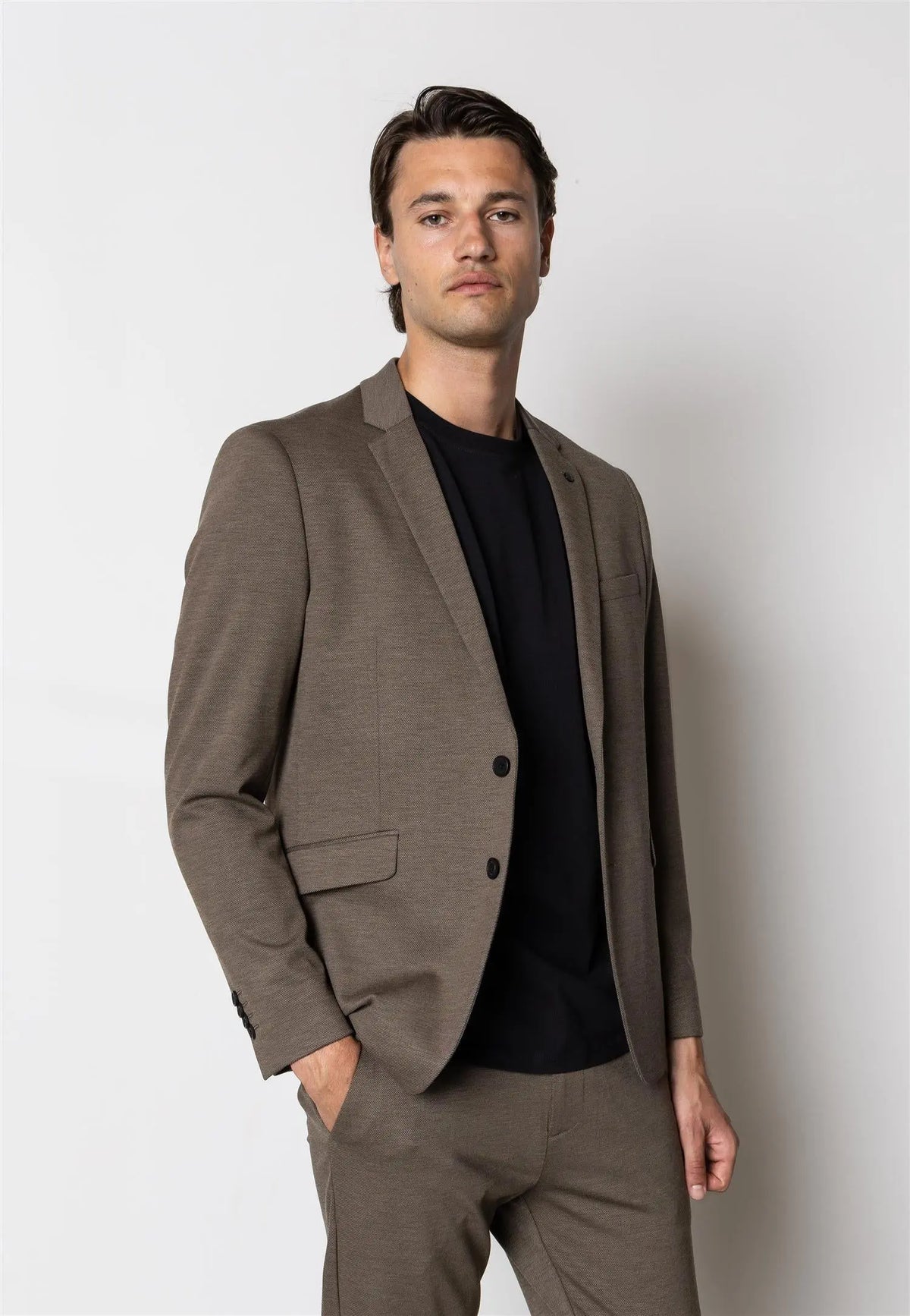 Brendon Jersey Blazer - Dark Khaki Clean Cut Copenhagen