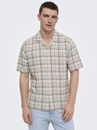 Caiden Life Linskjorte SS - Coffee Bean Checks Only & Sons