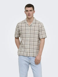 Caiden Life Linskjorte SS - Coffee Bean Checks Only & Sons