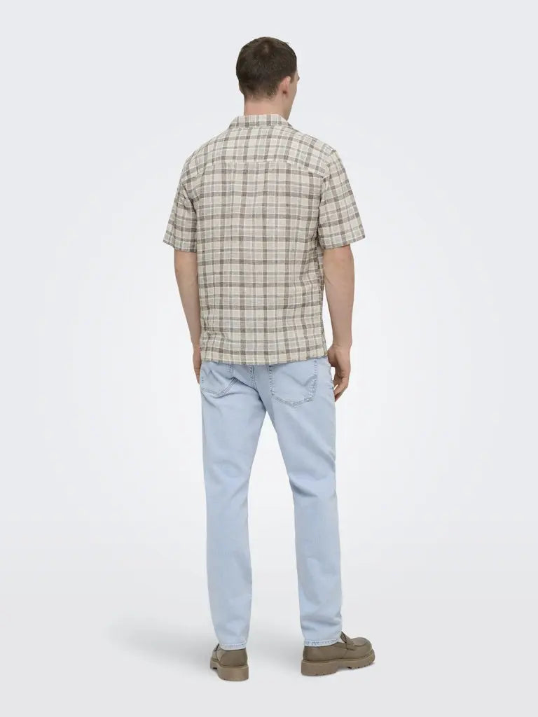 Caiden Life Linskjorte SS - Coffee Bean Checks Only & Sons