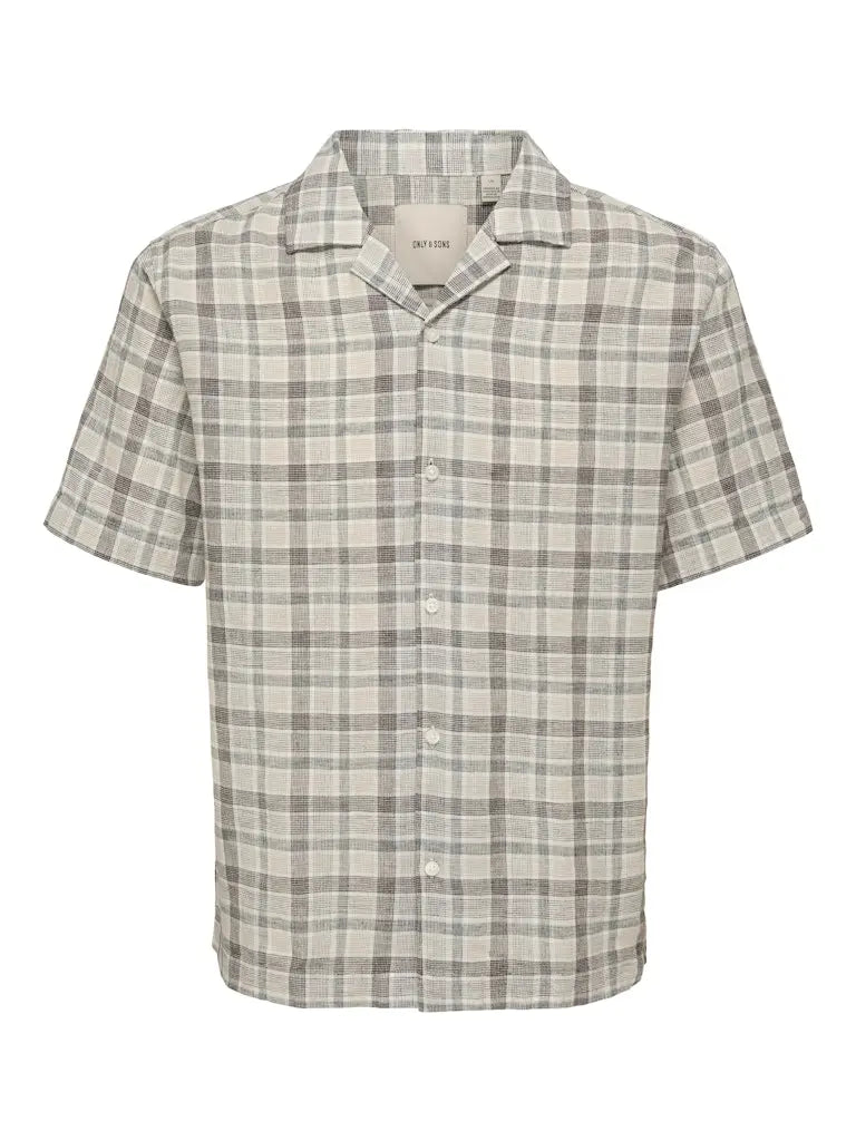 Caiden Life Linskjorte SS - Coffee Bean Checks Only & Sons