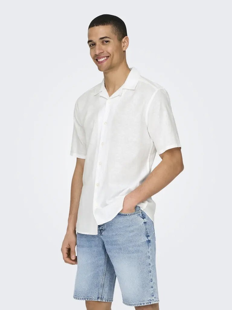 Caiden Linskjorte Resort SS - White Only & Sons