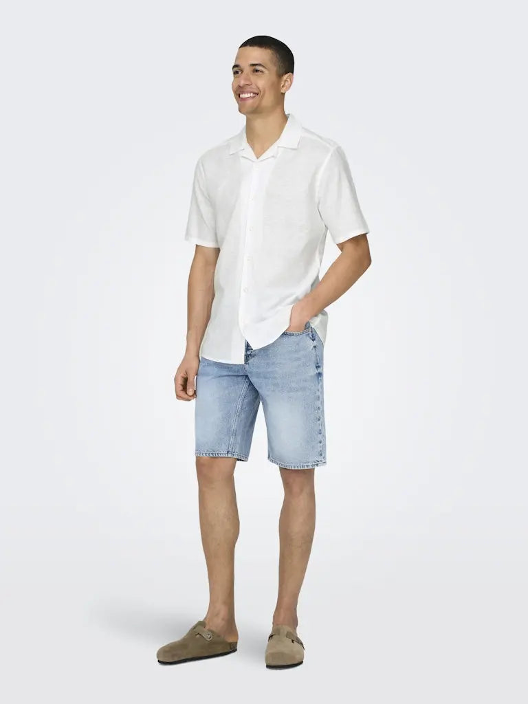 Caiden Linskjorte Resort SS - White Only & Sons
