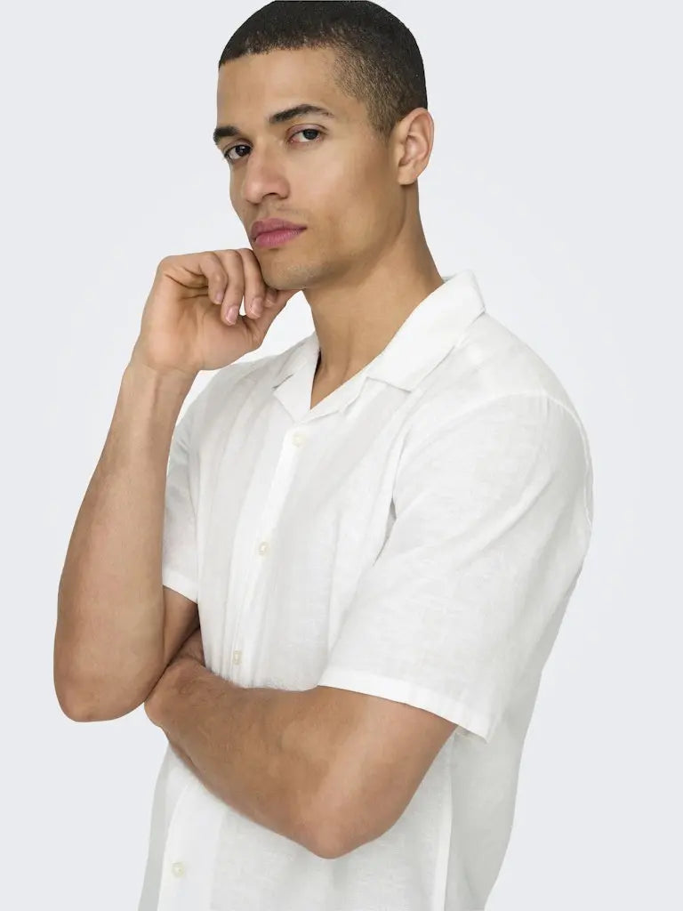 Caiden Linskjorte Resort SS - White Only & Sons