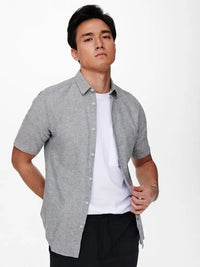 Caiden Linskjorte SS - Dress Blues Only & Sons