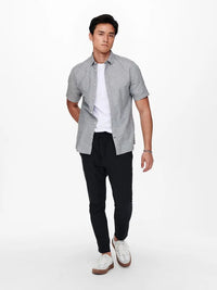 Caiden Linskjorte SS - Dress Blues Only & Sons