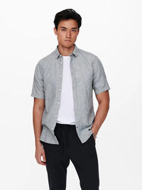 Caiden Linskjorte SS - Dress Blues Only & Sons