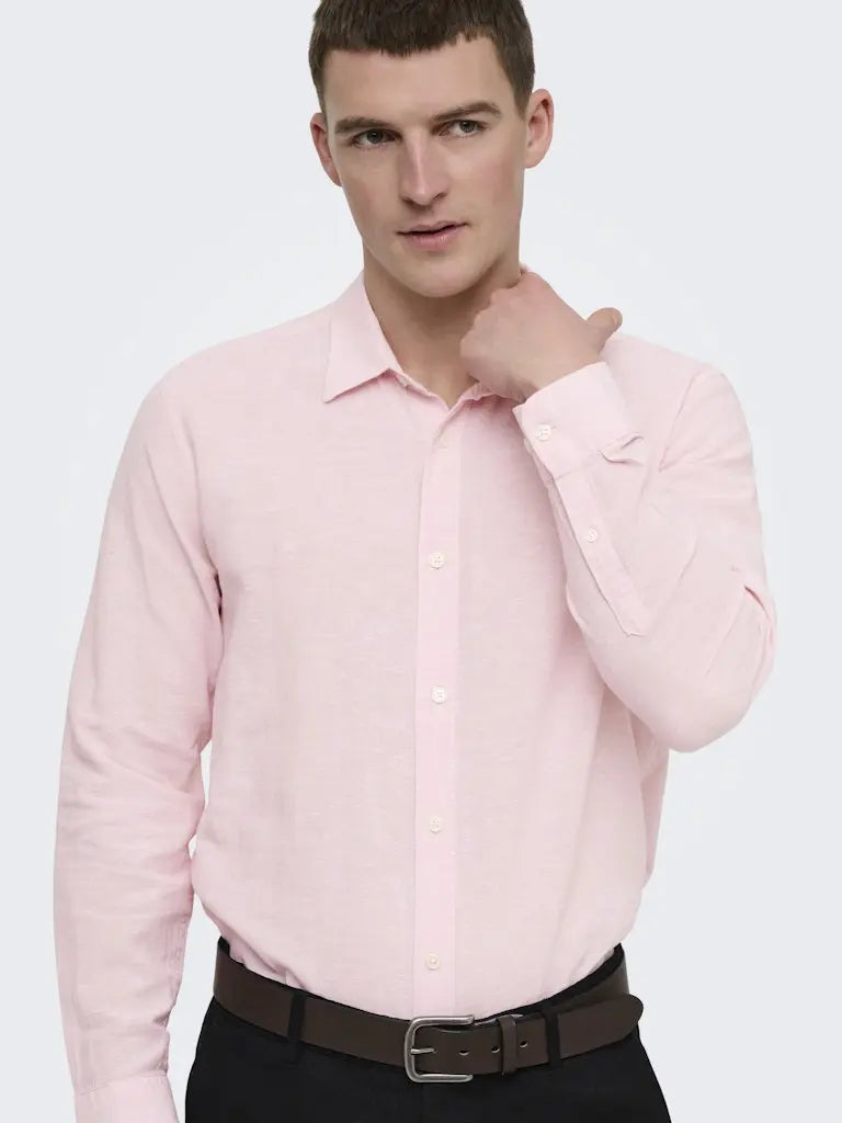Caiden Linskjorte - Veiled Pink Only & Sons