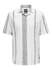 Caiden Resort Linskjorte Stripe SS - Cloud Dancer Only & Sons