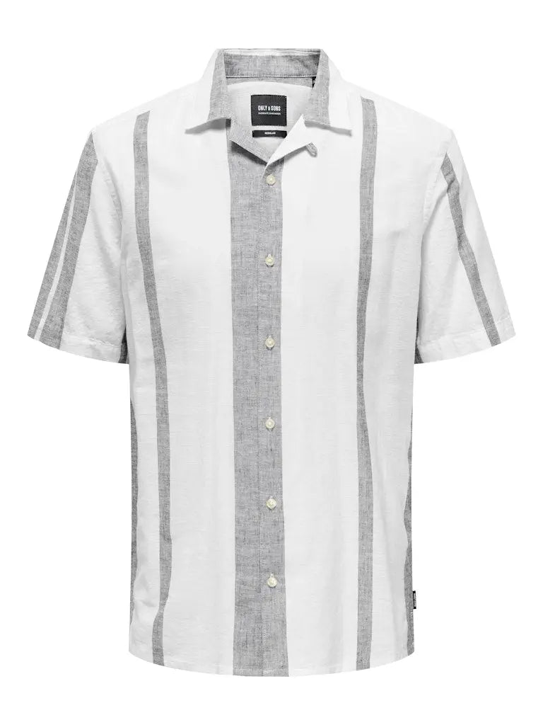 Caiden Resort Linskjorte Stripe SS - Cloud Dancer Only & Sons