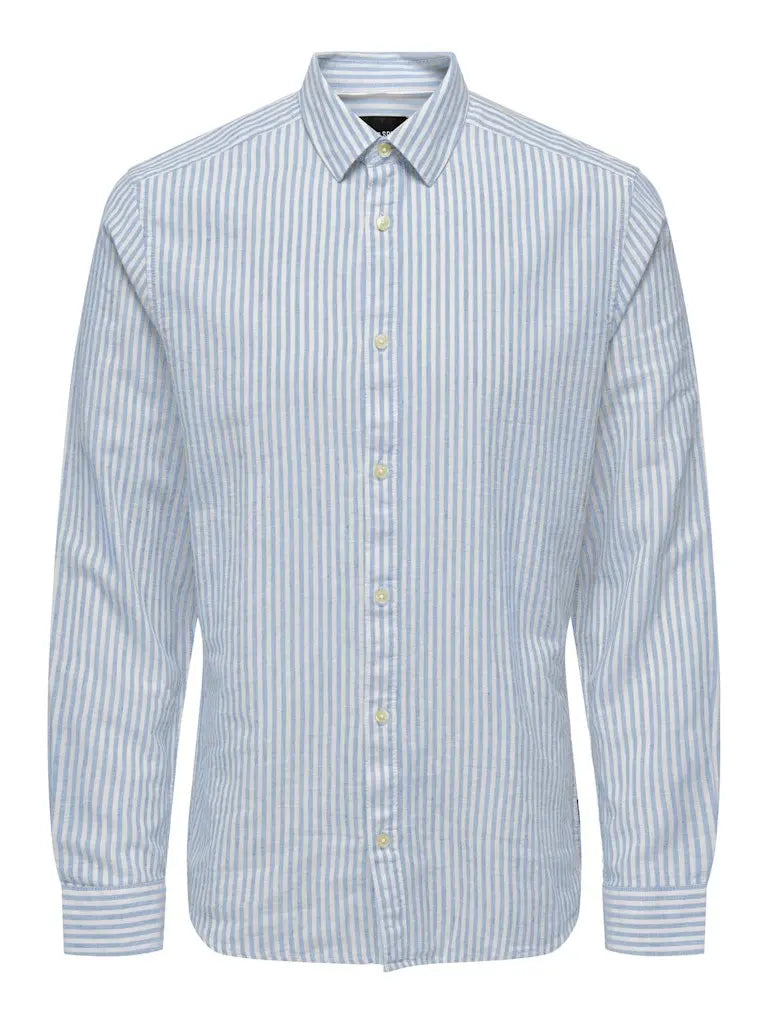 Caiden Stripe Linskjorte - Cashmere Blue Only & Sons