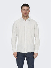 Caiden Stripe Linskjorte - Chinchilla Stripe Only & Sons