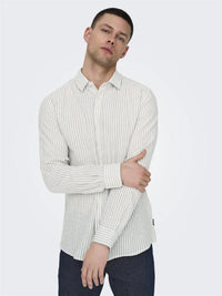 Caiden Stripe Linskjorte - Chinchilla Stripe Only & Sons