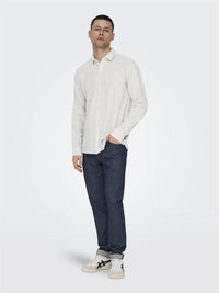 Caiden Stripe Linskjorte - Chinchilla Stripe Only & Sons