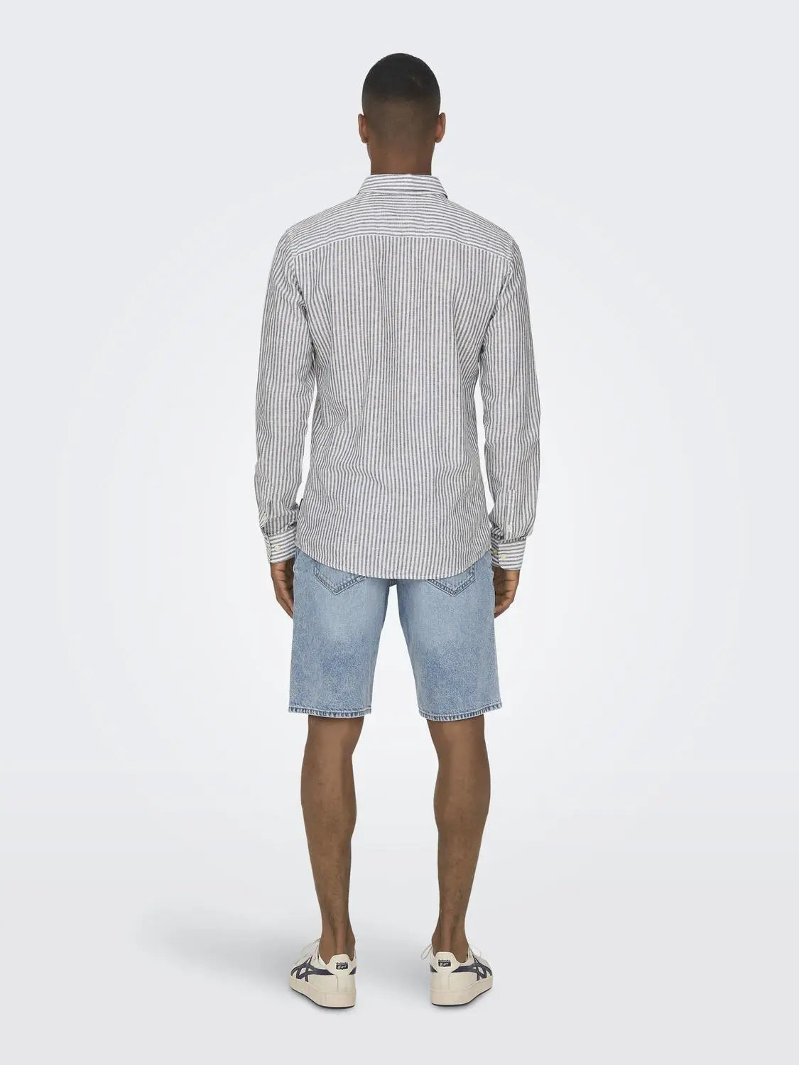 Caiden Stripe Linskjorte - Dark Navy Stripe Only & Sons